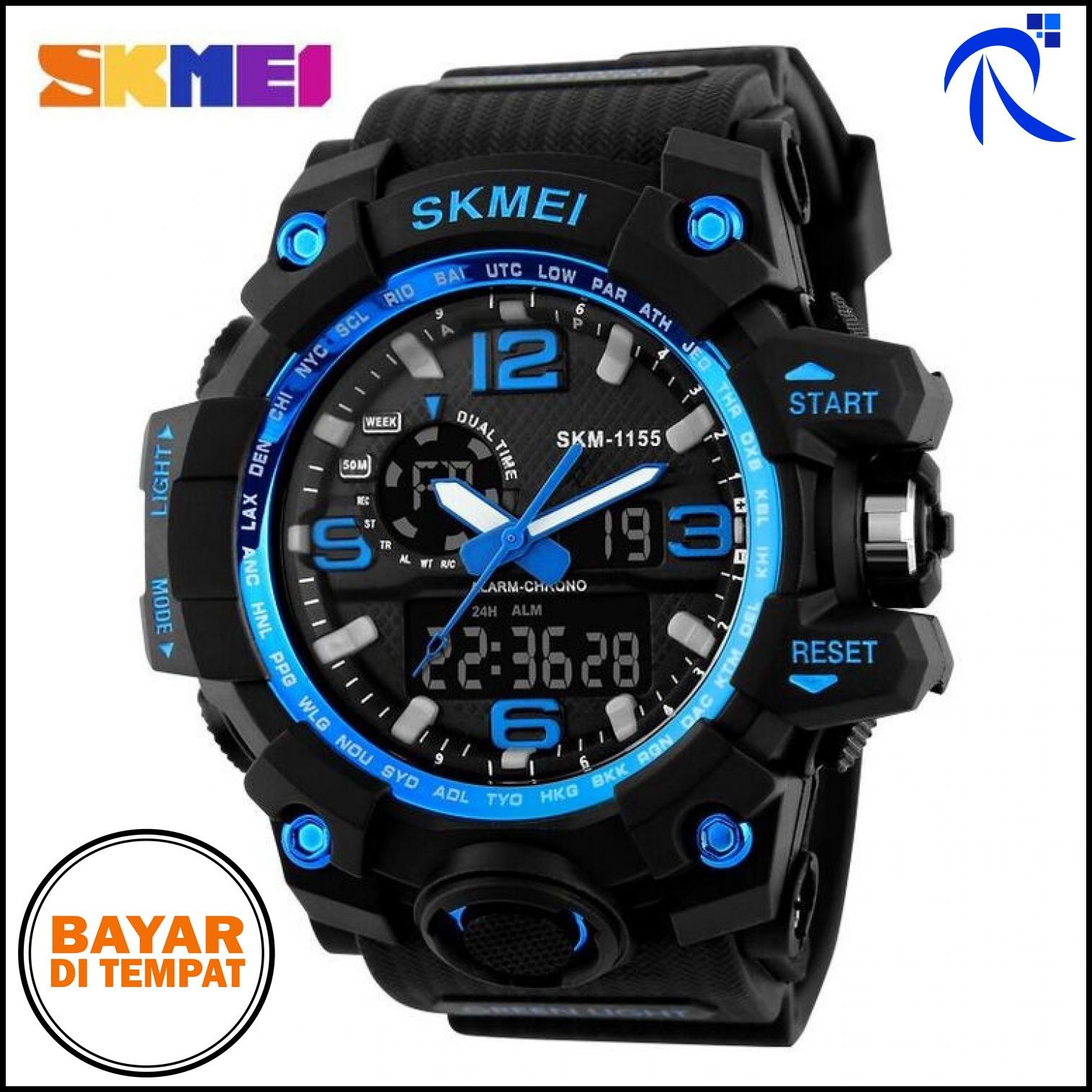 SKMEI Casual Men Leather Strap Watch Water Resistant 50m - AD1155 - Red / Merah / White Putih / Blue / Biru / Gold / Emas - Jam Tangan Cowo Cowok Pria Laki Laki Sporty Trendy Stylish Original Keren Unik Kekinian FREE ONGKIR & Bisa COD