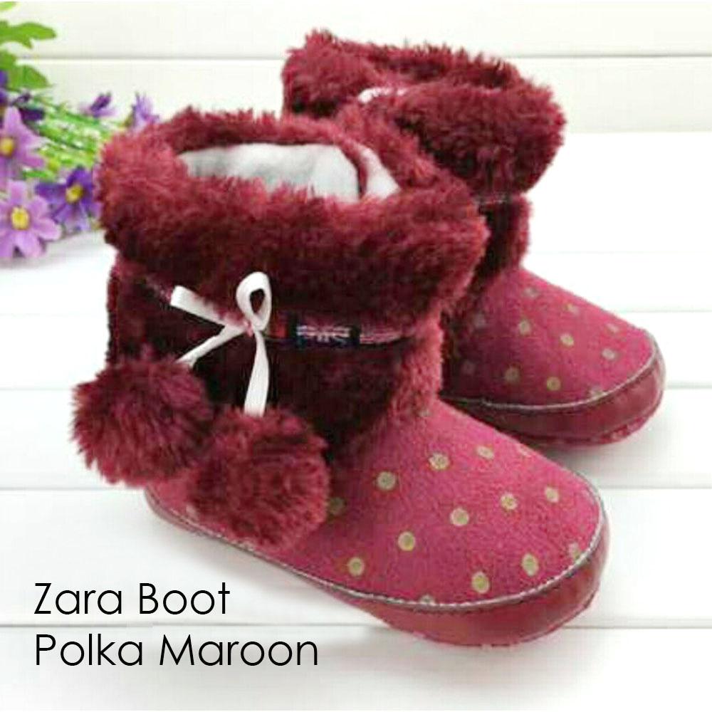 Sepatu Prewalker Zara Boot Polka Maroon 12cm