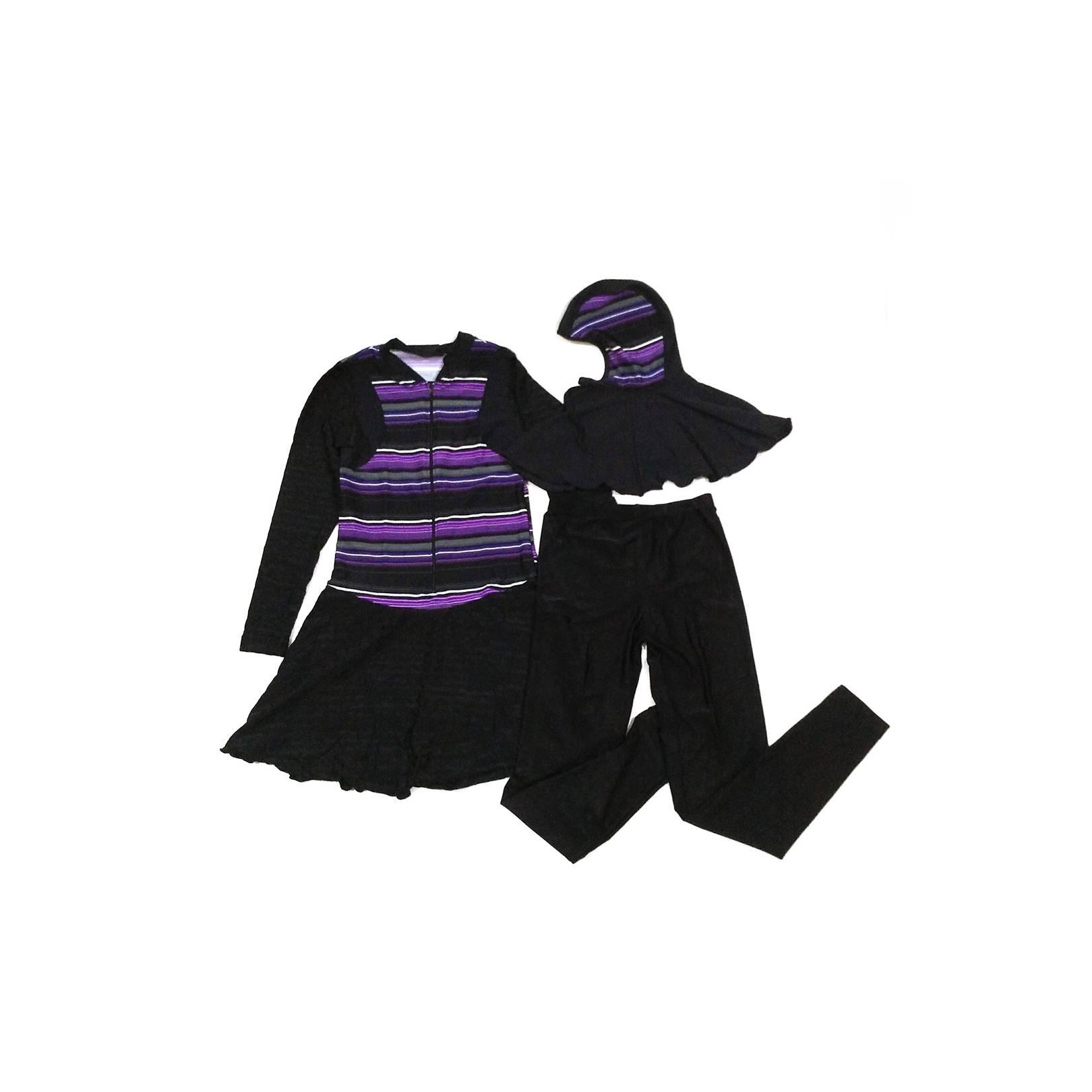 Baju Renang Diving Wanita Dewasa Muslimah Swimwear Hijab Strip Hitam