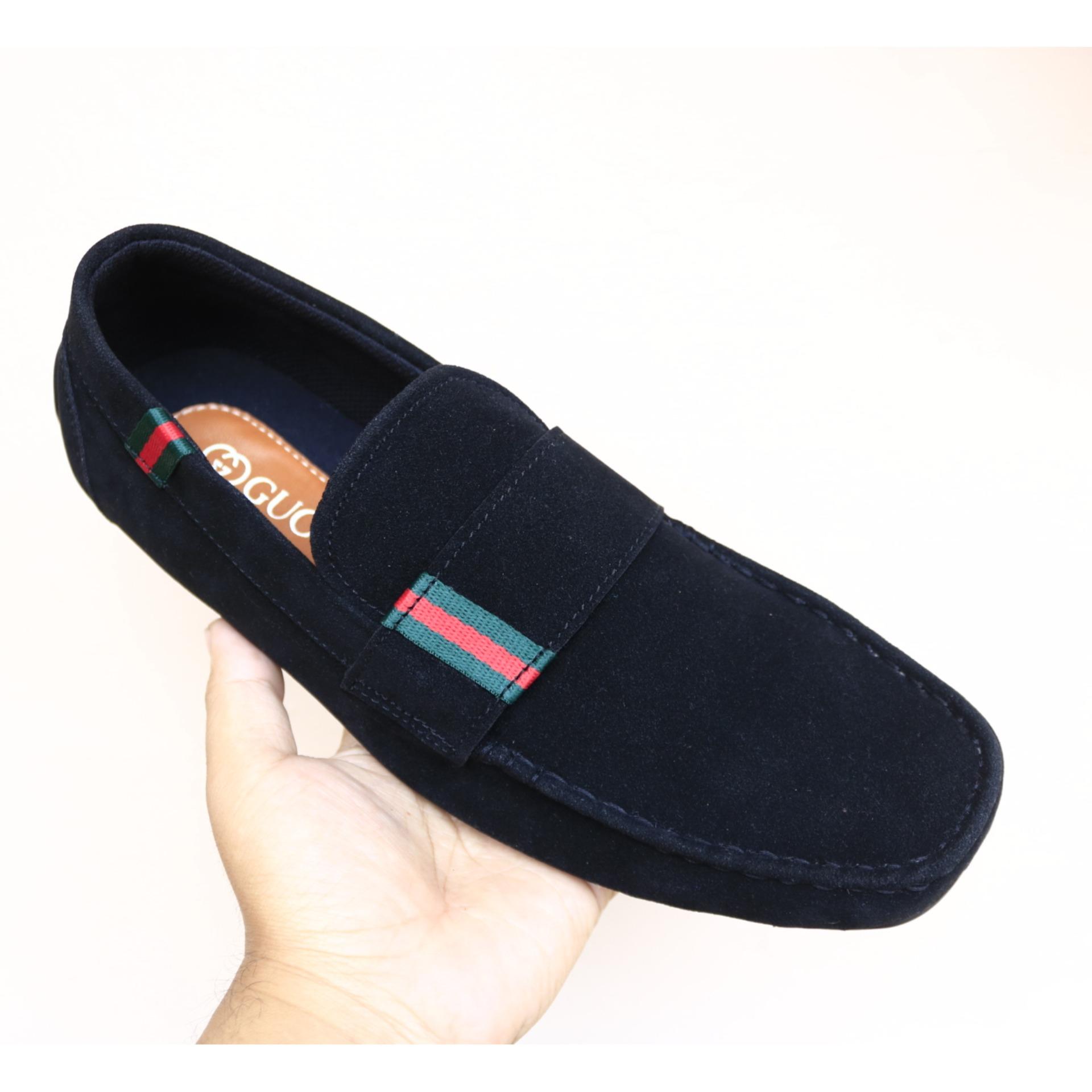 Sepatu Slip on Formal Kantor Casual Pria Suede Gucci Guci - Multi (Lokal)