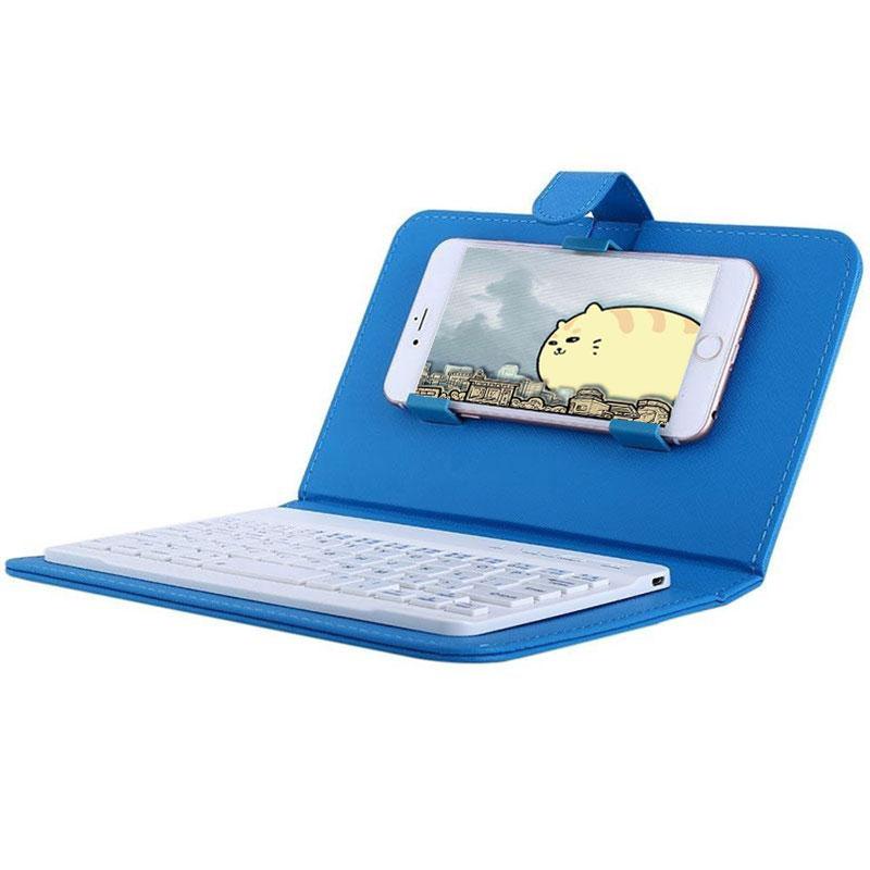 Universal Nirkabel Bluetooth Keyboard PU Flip Case untuk IOS/Android Ponsel-Intl