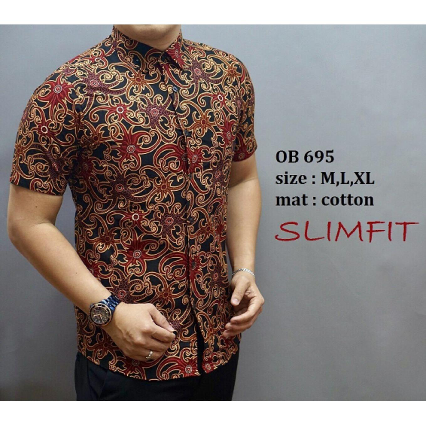 Kemeja Batik Pria Slim Fit Lengan Pendek 695