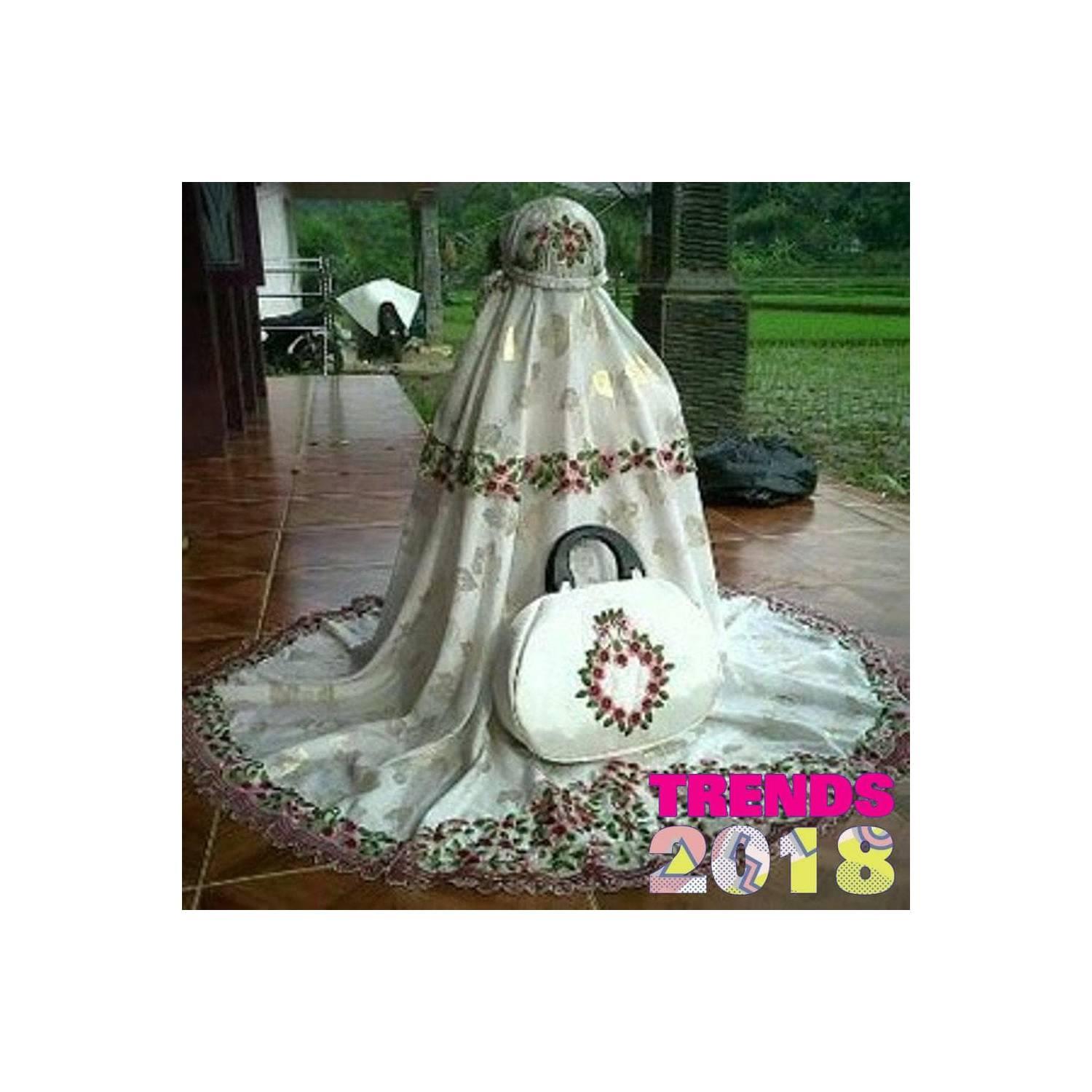 mukena muslim katun foil bordir soraya cantik marun