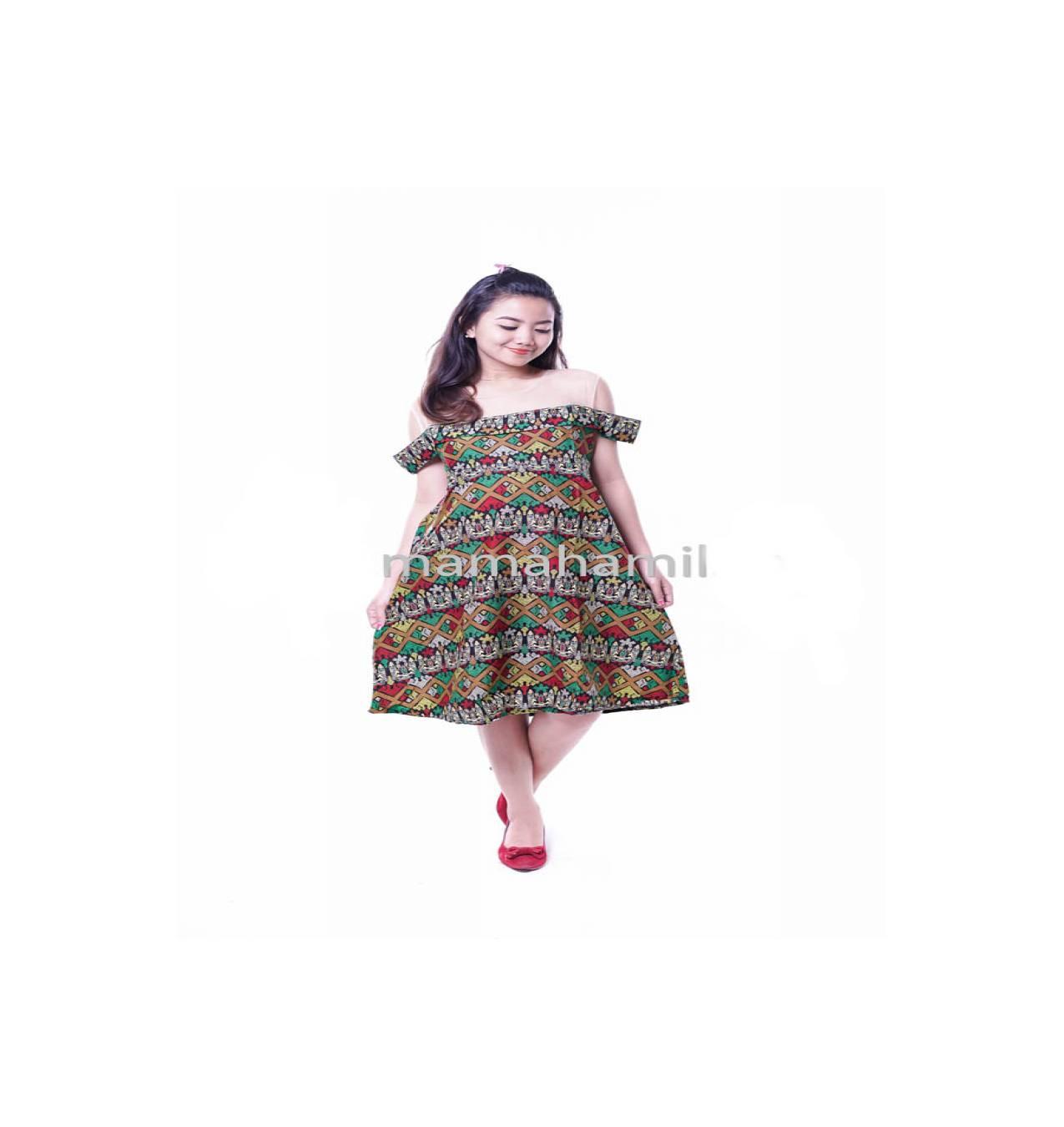 Baju Hamil Modern Dress Menyusui Bolero Batik Etnik Sabrina - Hijau