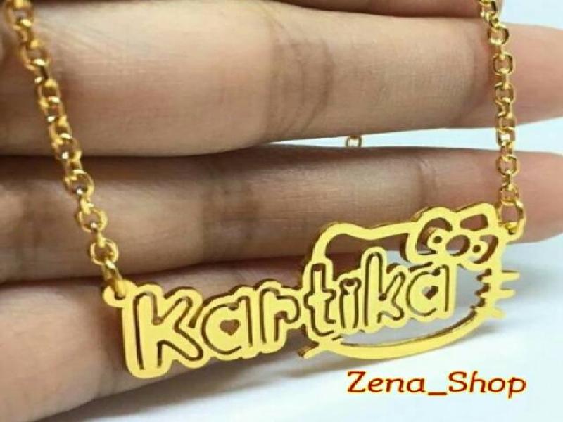 Kalung Nama Lapis Emas Motif Hello Kitty Untuk Anak-anak