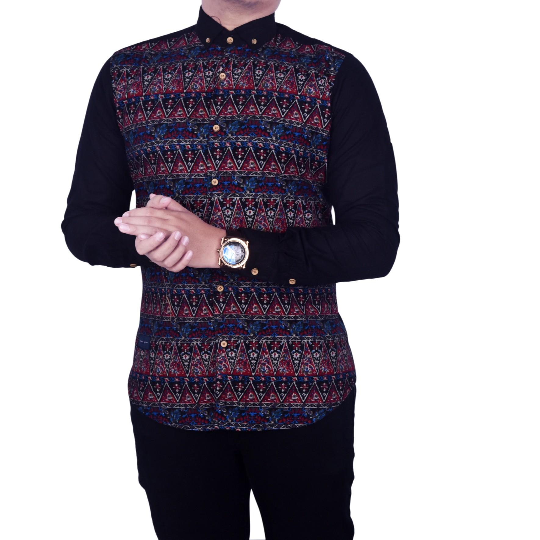 Dgm_Fashion1 Kemeja Lengan Panjang Kombinasi Batik /Kemeja Lengan Pendek/Kemeja Pria/Kemeja Batik/Kemeja Casual/Kemeja Men/Kemeja Flanl/Flanel men/Kemeja Kantoran/Kemeja Pantai/Kemeja Polos/Kemja Woll/Flanel Woll/Batik Songket/Kemeja Formal GA 5764 Hitam