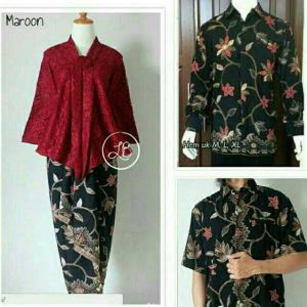 COUPLE KEBAYA BROKAT FLOY RAMBAT MAROON MODERN