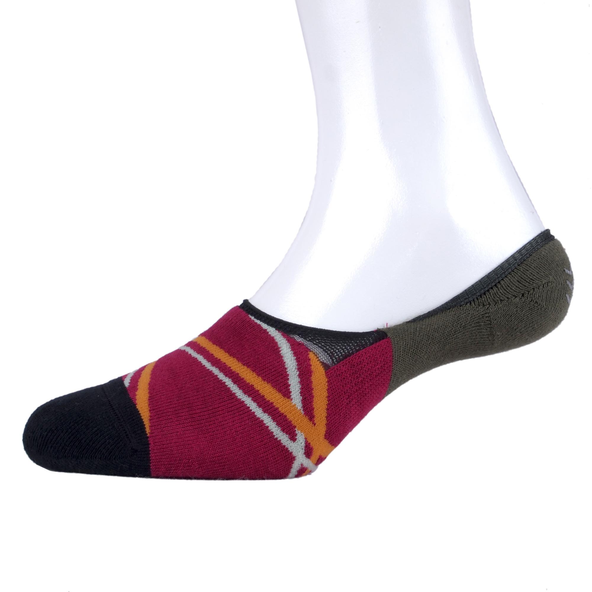 Kaos Kaki Marel Socks Double Lines Red Dark Green Sock Cran Berry/Primal Green