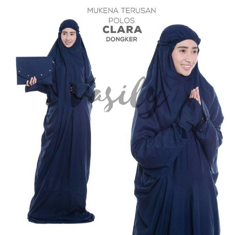 VASILY Mukena Dewasa Bali Terusan / Mukenah Murah Bukan Warna Putih dan Motif Bordir Terusan Katun Jepang / Rukuh Bahan Katun Bukan Parasut / Perlengkapan dan Alat Shalat Murah / Polos Clara Dongker - MVSD108