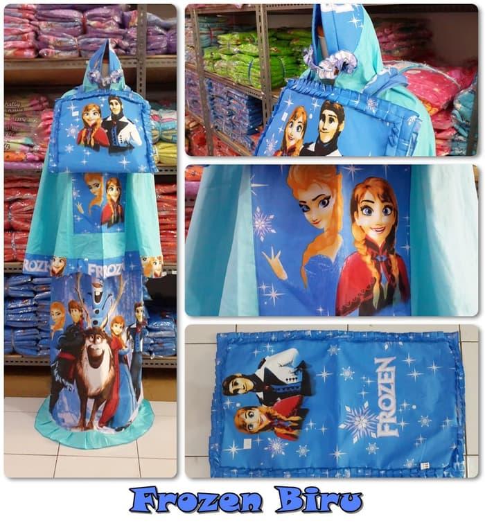 (Busana Muslim Muslimah) MUKENA ANAK FROZEN BIRU SIZE XS