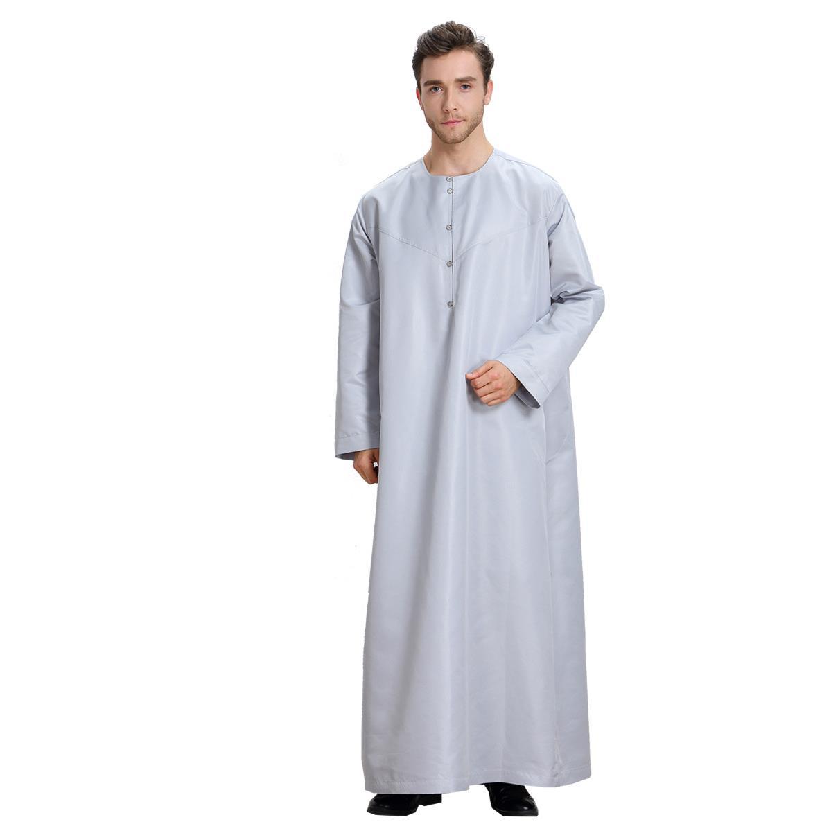 Muslim Arabia Pria Lengan Panjang Murni Pakaian Cordova Robe Pria Gamis Pakaian