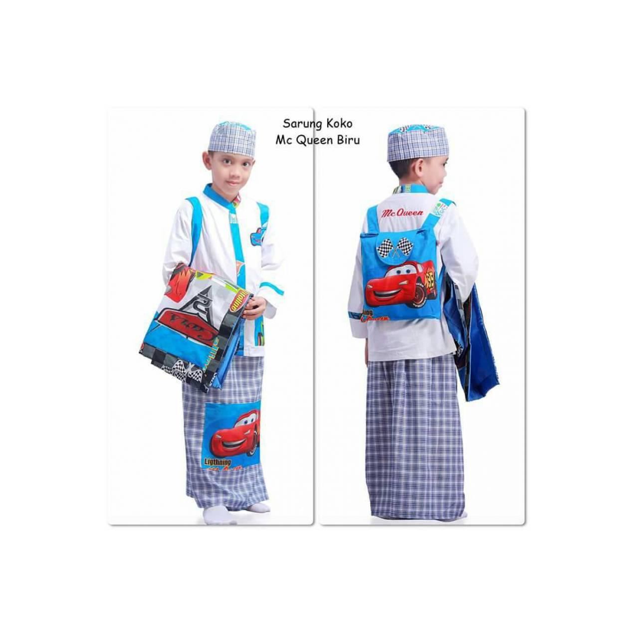 Sarung Instan Koko Anak Karakter Mc Queen Biru Size XXL