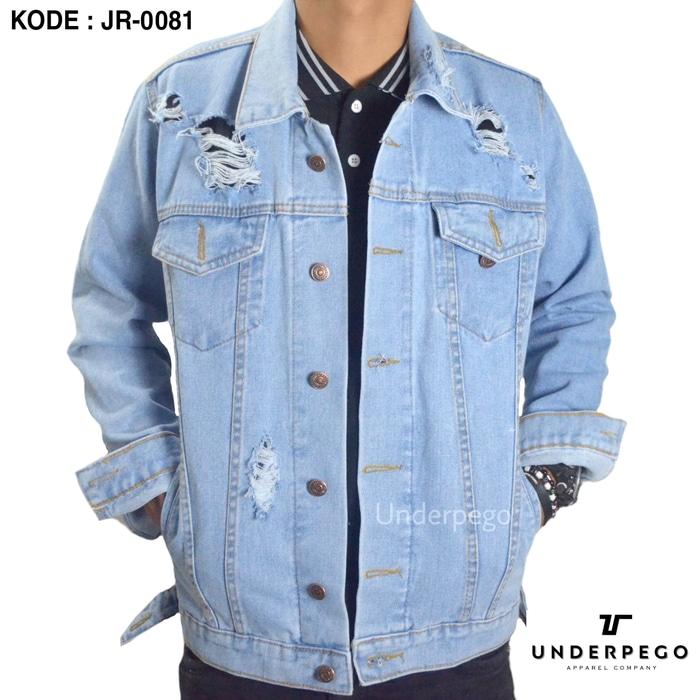 New Jaket Jeans Levis Sobek - Biru Muda