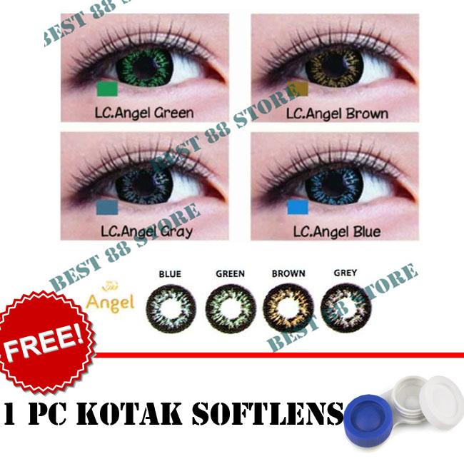 BEST SELLER Softlens Living Color Angel : Blue, Brown, Grey, Green - Kualitas Bagus + FREE Lenscase
