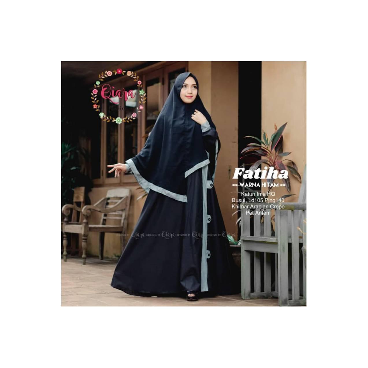 baru fatiha syari setelan gamis katun ima polos busui umbrella