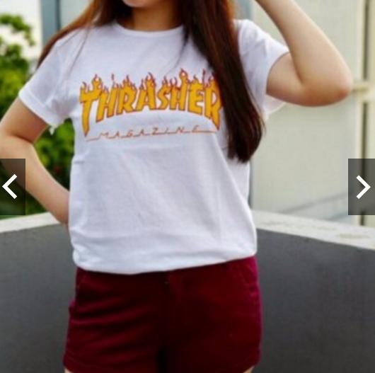 OLIVIAFASHION KAOS THRASHER SIMPLE / PUTIH
