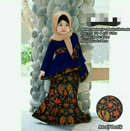 Baju Gamis anak kebaya kombinasi batik/balotely/hijab anak perempuan