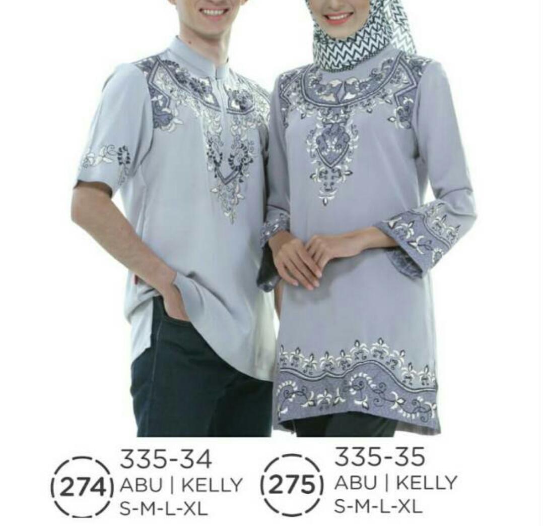 SALE BAJU MUSLIM KOKO PRIA BAJU MUSLIM WANITA COUPLE PASANGAN WARNA ABU BAJU LEBARAN MURAH ASLI TERBARU ORIGINAL