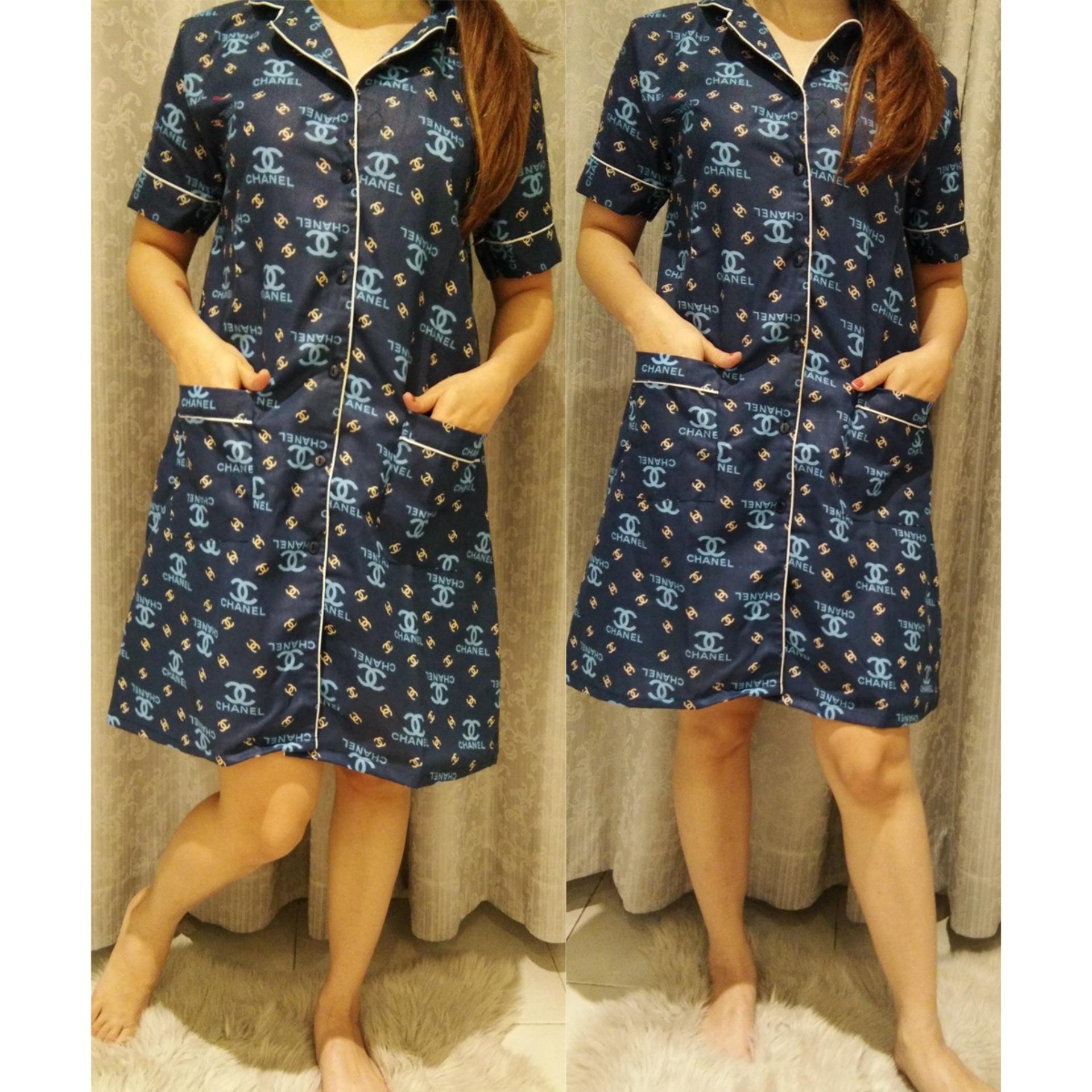 DeluxeBrand Daster Chanel Blue / Baju Muslim / Kemeja Dress / Tunik / Atasan Wanita / Dress Wanita / Blouse Jumbo / Dress Jumbo / Dress Muslim / Blazer Jumbo / Baju Kerja / Syari / Gamis / Baju Koko / Jumpsuit