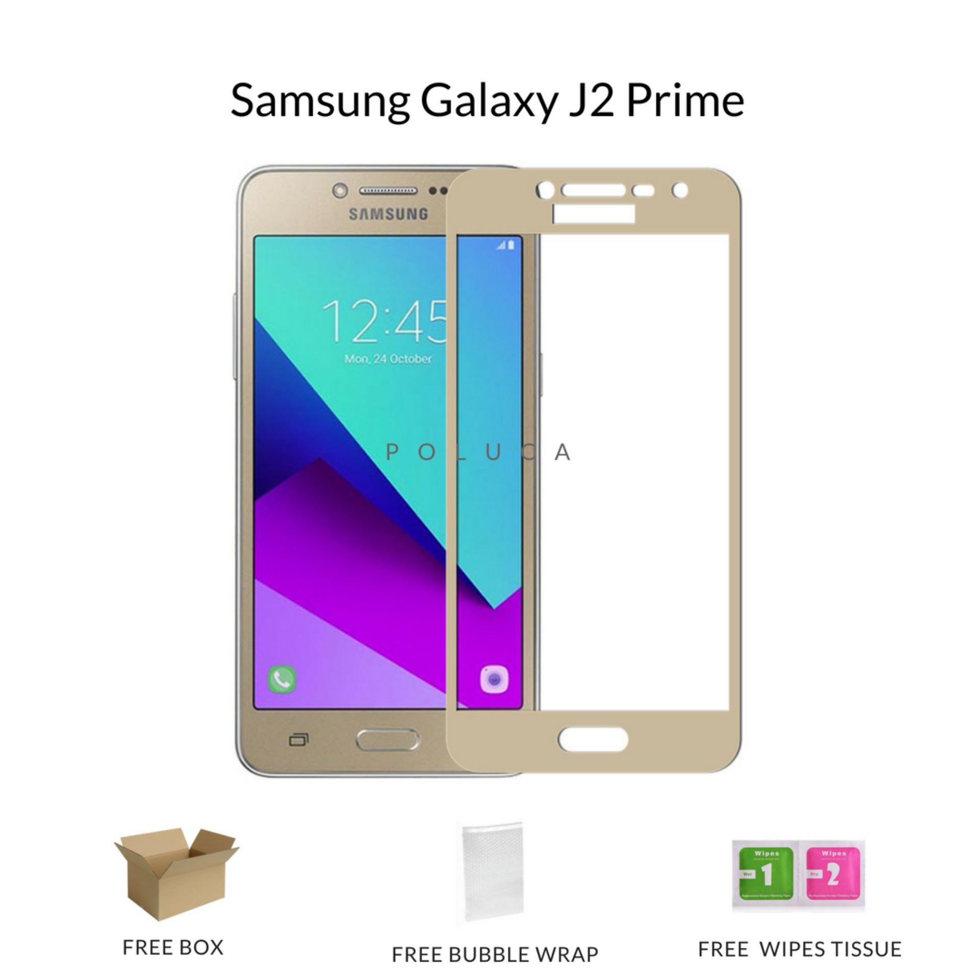 Poluca Tempered Glass Screen Protector Full Cover Warna For Samsung Galaxy J2 Prime - Gold