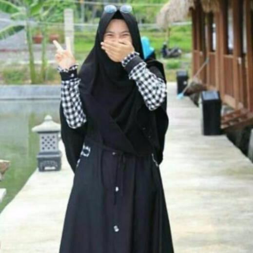 Gamis kotak kotak gamis asoka gamis baloteli balotelli balloteli dress syari busana muslim remaja (abu size XL (A))