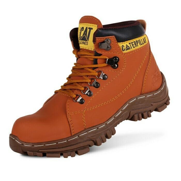 Sepatu Boots Pria Caterpillar Hydraulic Safety Ujung Besi - Sepatu Proyek - Free Kaos Kaki