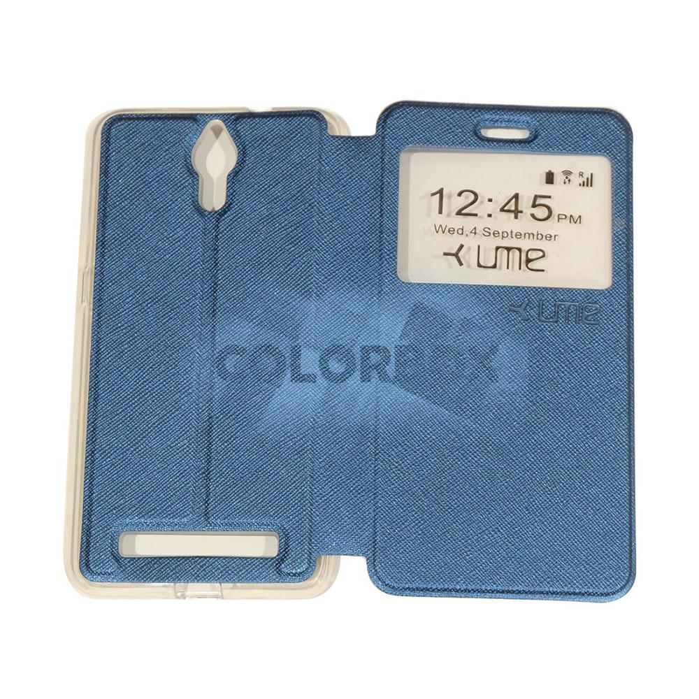 Ume Flip Leather Phone Cover CoolPad Roar Plus E570 Sarung Case / Flipshell Coolpad Roar Plus E570 / FlipCover Coolpad Roar Plus E570 / Leather Case Coolpad Roar Plus E570 / Sarung HP Coolpad Roar+ / Casing HP CoolPad Roar+ View - Biru Tua