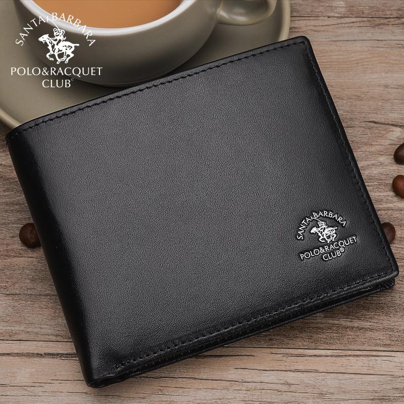 Santa Barbara Polo & Racquet Club Kulit Jepitan Lembut Catok Dompet Pria Ayat Pendek Dompet (1. ayat Pendek Lintas)