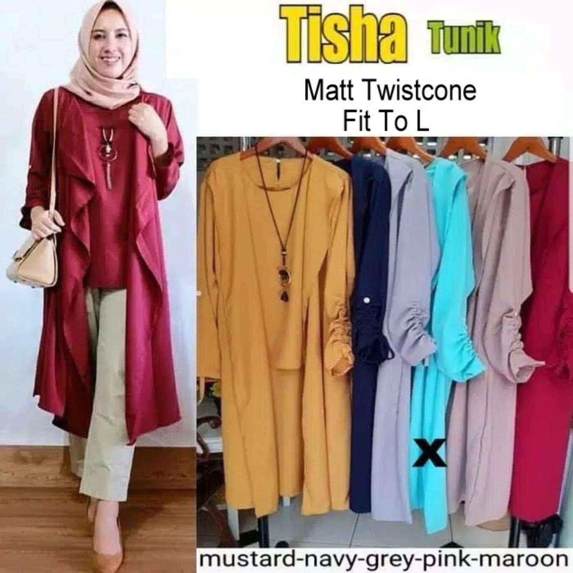 DeluxeBrand Tisha Tunik Maron / Jaket Denim / Denim Jacket / Jaket Bomber / Jaket Wanita / Jaket Denim Wanita / Babyterry / Outwear / Hoodie & Sweatshirt Wanita / Atasan Wanita