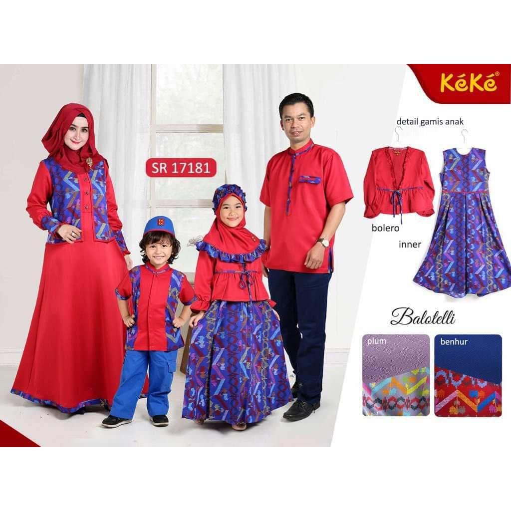 (TERBARU) Busana Muslim Keluarga Sarimbit Keke Warna Merah SR 17181 (Koko Anak No. 8)