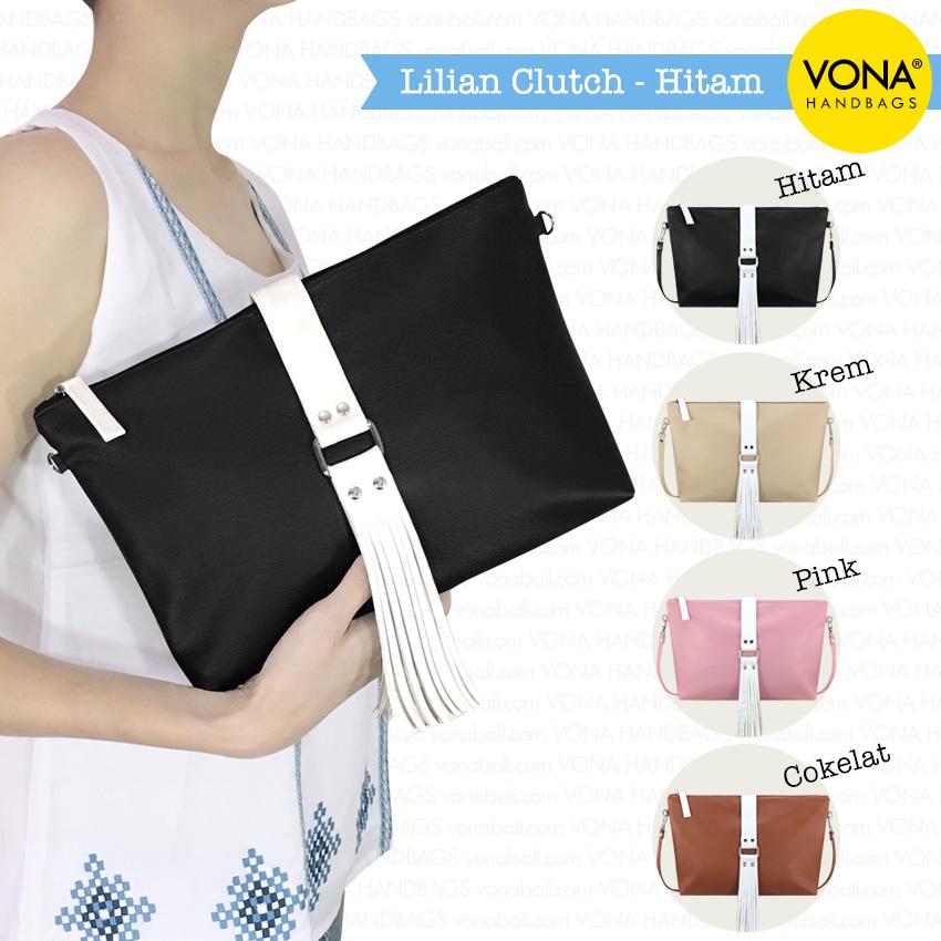VONA Lilian (Hitam) - New Arrival Tas Clutch Sling Tassel Rumbai Bag Selempang Wanita Kulit Sintetis Best Seller Tote Slempang Trendy Korean Style Fashion