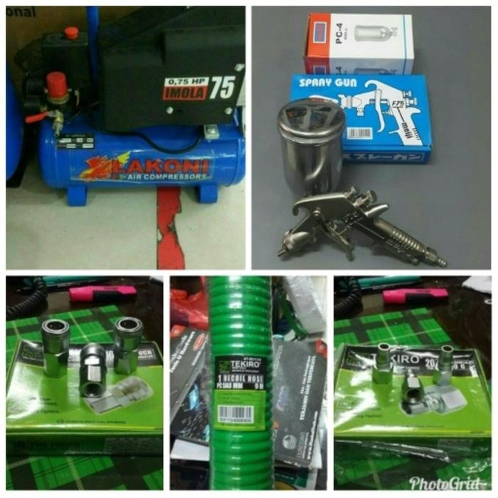 Promo PAKET KOMPRESOR LAKONI IMOLA 75 CAT SPRAY GUN MEIJI F 75 F75 Original