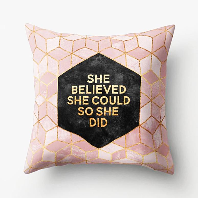 MENDEKOR Lalang | sarung bantal pillow motif 45 cm kursi sofa quotes pink cantik