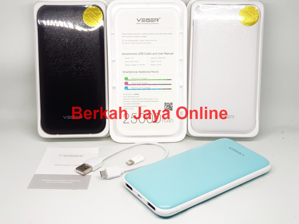Powerbank Veger 25000 mAh Portable Slim Real Capacity - Original Garansi Resmi 1 Tahun