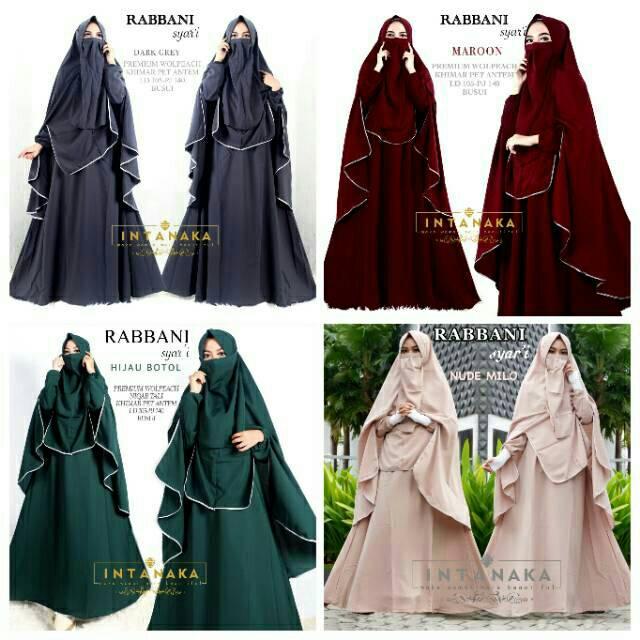 Gamis Rabbani Syari Ori Intanaka Longdress Maxi Wolpeach (Maroon)