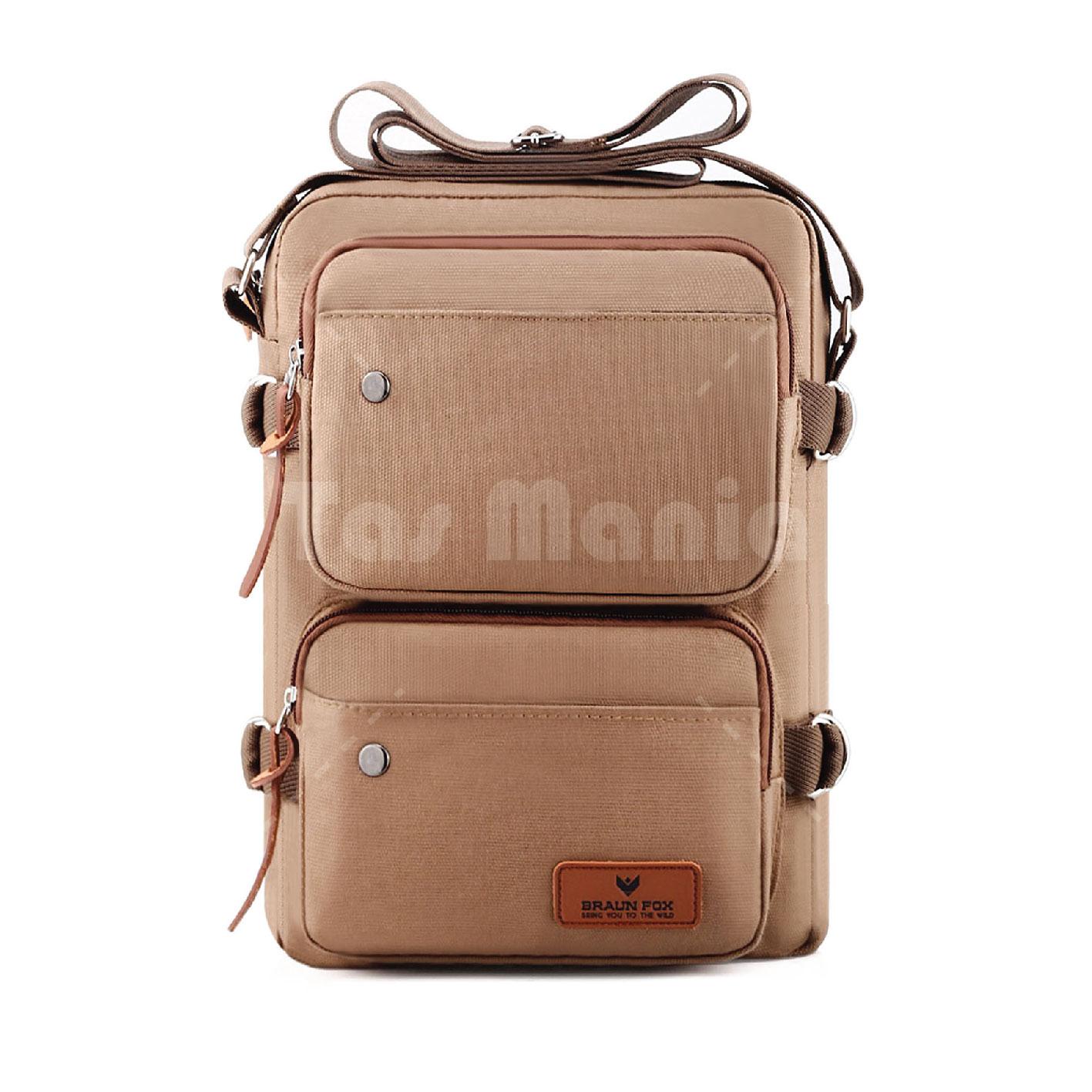 Tas Selempang Braun Fox Achilles Canvas Outdoor Slingbag - COKLAT MUDA - Crossbody Man Tas Pria Tas Messenger Tas Slempang Crossbody Man Tas Fashion Pria