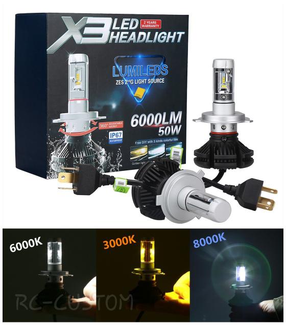 lampu led h4 philips lumileds x3 3warna tembus kabut dan hujan | ( lampu mobil hid plafon depan rem sorot led h4 kabut fog lamp tembak variasi strobo rem toyota innova hid avanza osram )