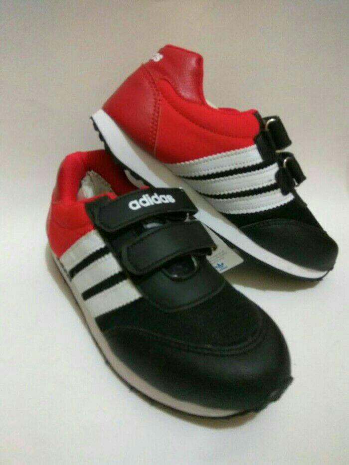 SEPATU KETS SEKOLAH ANAK ADIDAS-KW RED SIDE BLACK