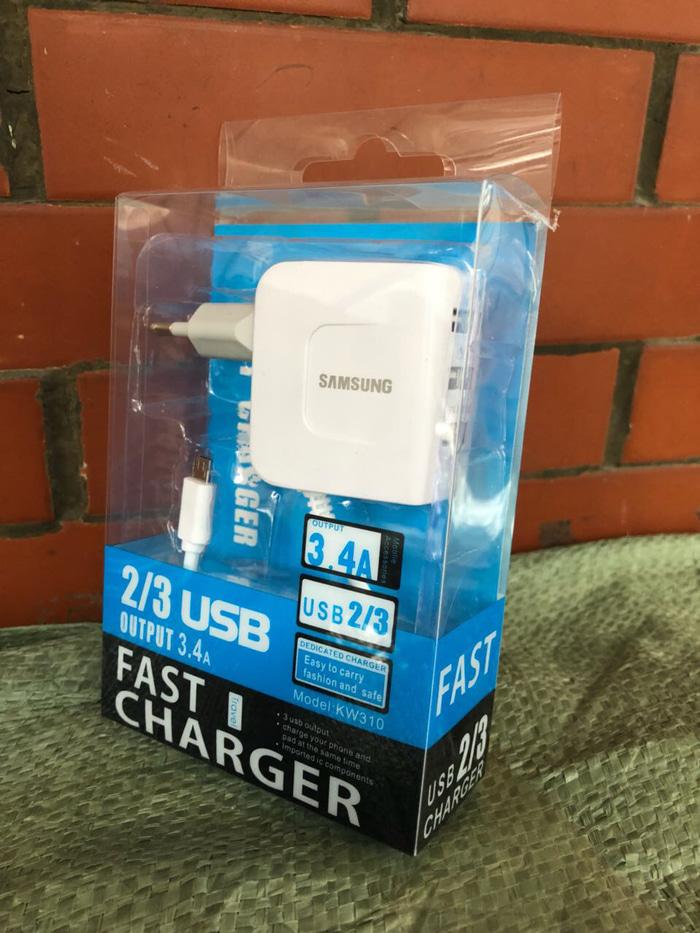 Charger 4in1 Samsung 1 kabel + 3 port USB output 3.4A fast charging