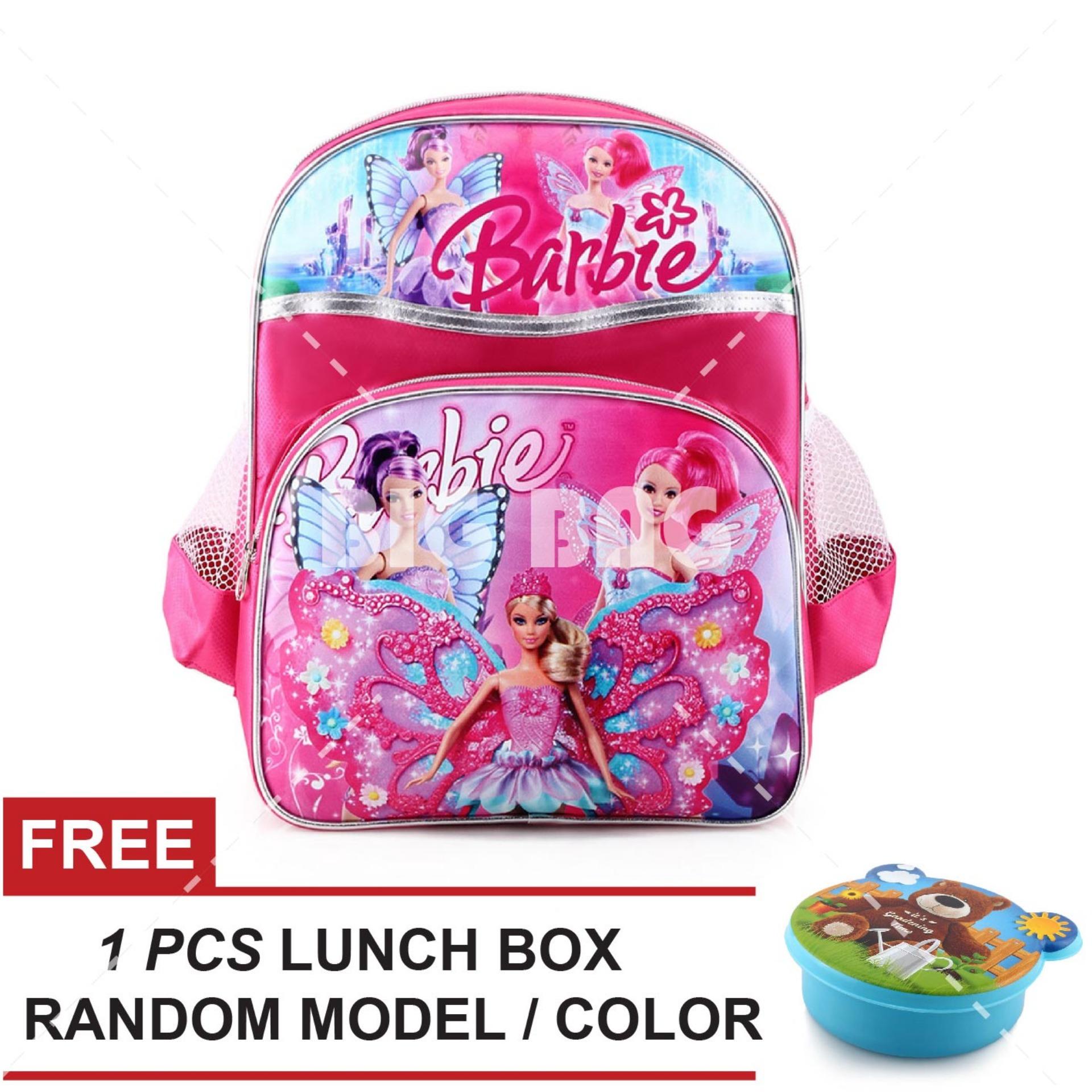 Tas Ransel Anak - Barbie - Three Angel's - School Bag Tas Sekolah Anak - PINK + FREE Lunchbox Random Model / Color Tas Anak Tas Sekolah Tas Anak Karakter