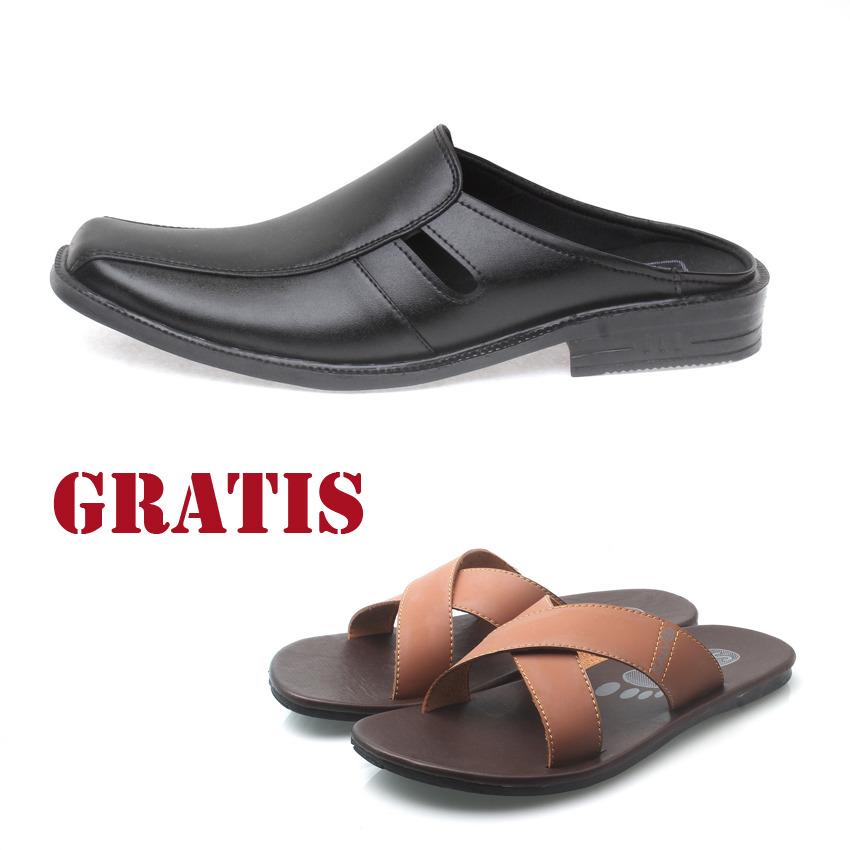 Salvo / fashion pria / sepatu / sepatu pria / flat shoes / flatshoes / sepatu casual / sepatu casual pria / sepatu cowo / sepatu cowok / sepatu flat / sepatu murah / sepatu pria casual / sepatu pria murah / Sepatu Sandal pria SLV52-Hitam FREE S02 moka