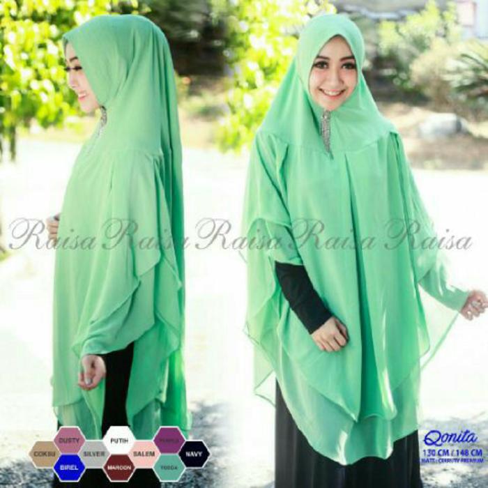 Jilbab Pesta Premium KHIMAR QONITA Jumbo by Alabastarinshop A3744