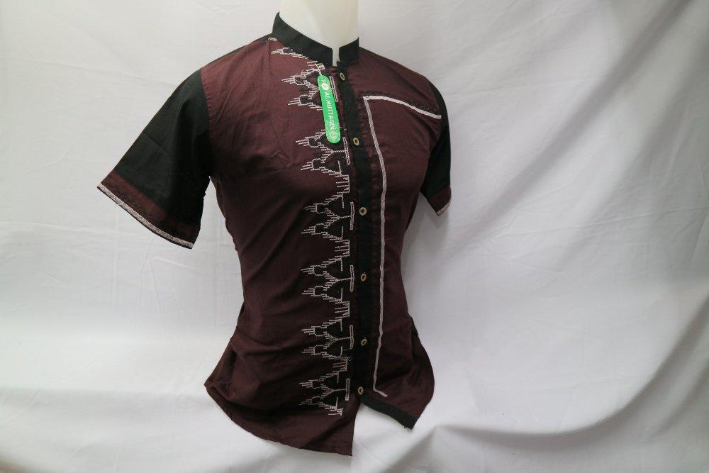 Busana Muslim Pria Baju Koko Aplikasi Bordir Lengan Pendek Baju Muslim Grosir Tanah Abang Jakarta KWV 052 di lapak Al Muttaqin Collection produsenbajukoko