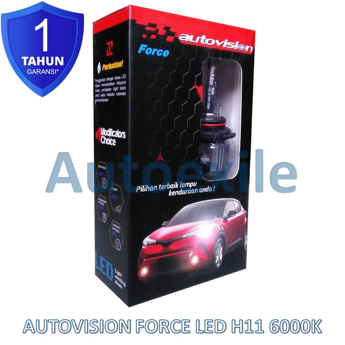 Autovision Force LED H11 12V 200% 6000K Putih CSP Chip Lampu Mobil BRV Innova Reborn New Fortuner New Pajero Rush Mazda CX9 New Sirion Fiesta New CRV HRV Rush New Accord City Yaris Freed Stream