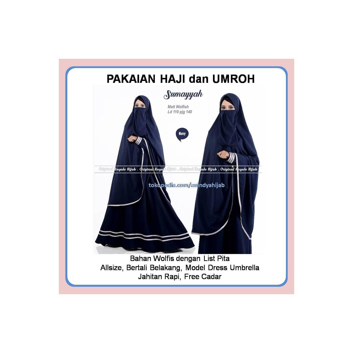 Pakaian Haji dan Umroh Sumayyah Syari - Navy, XL