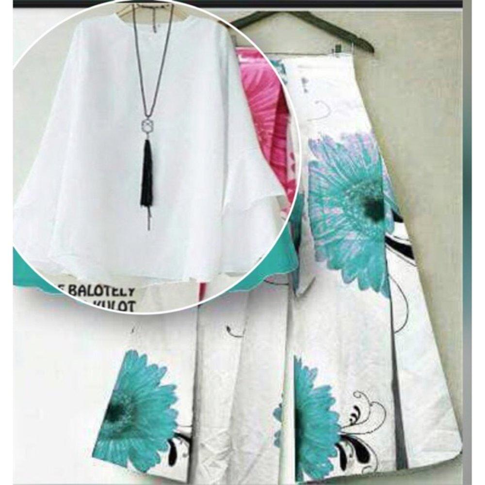 STELAN KULOT MATAHARI TOSCA BLOUSE WHITE FLAT di lapak naomiproject naomi_project