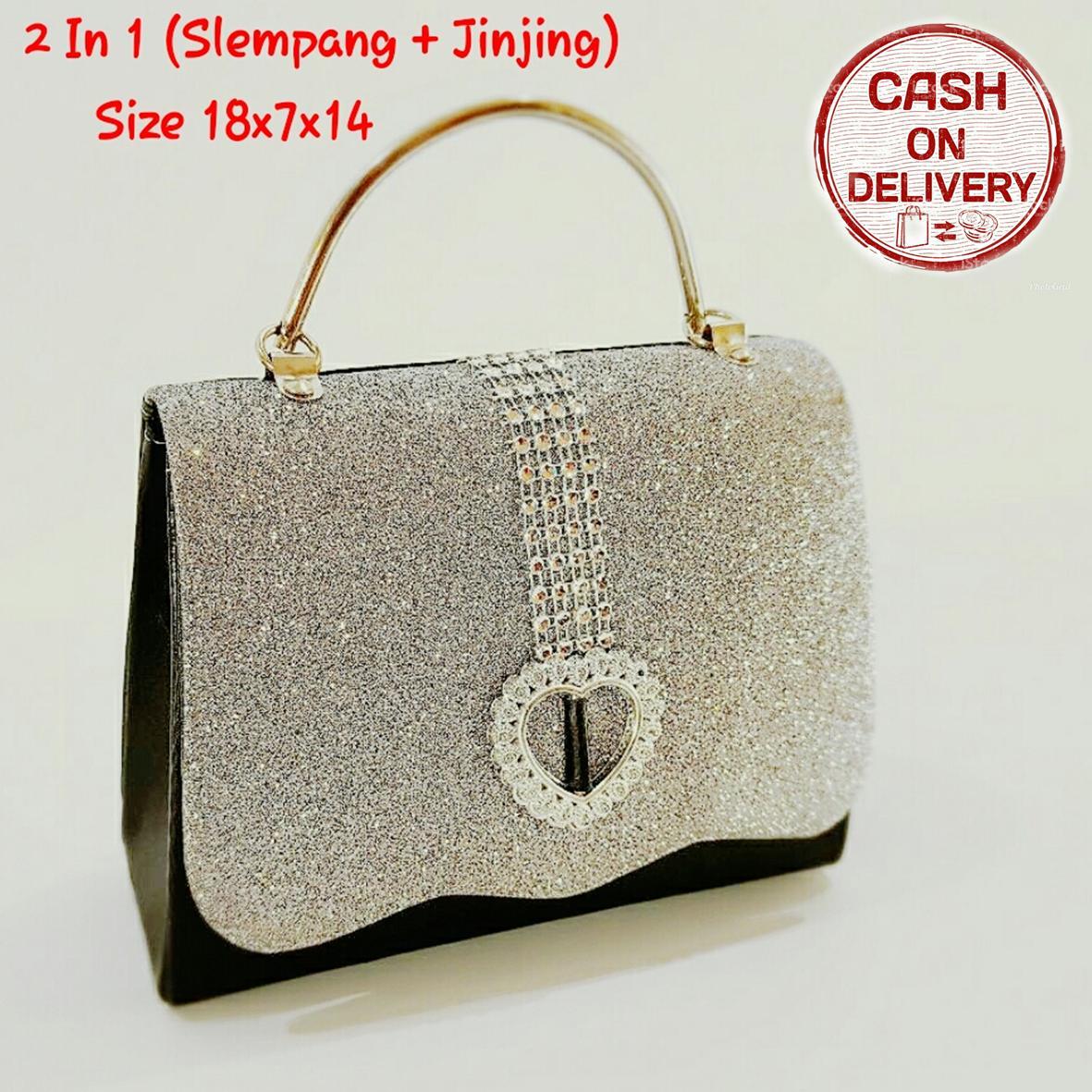 Sien Collection Tas Pesta Cantik 2 in 1 Slempang + Jinjing / Tas Wanita / Tas Multifungsi / Tas 2 in 1 Murah / Tas Slempang Jinjing / Tas Pesta Elegan / Tas Pesta Gliter