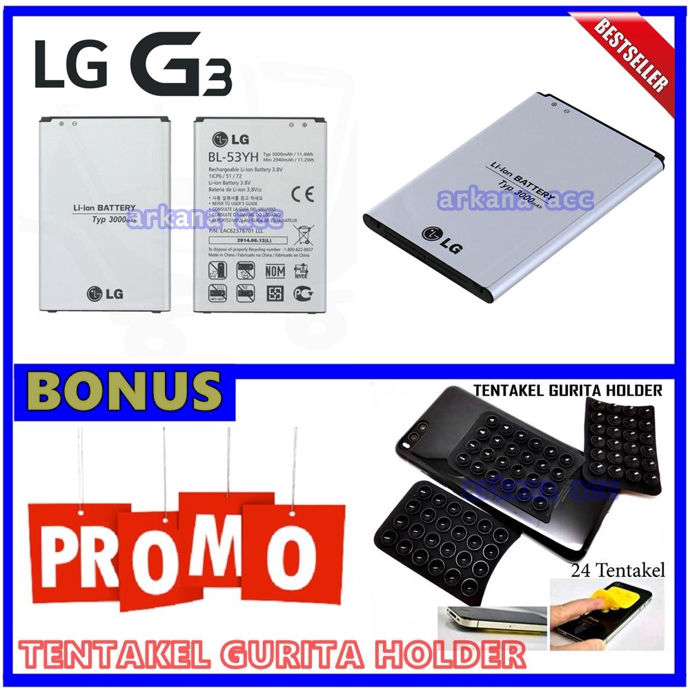 LG Baterai / Battery BL53YH Original For LG G3 - Kapasitas 3000mAh + Gratis Holder Gurita ( arkana acc )