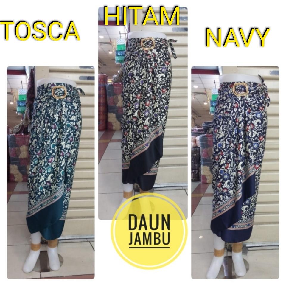 ROK LILIT BATIK MURAH / ROK PASANGAN KEBAYA / ROK PANJANG MUSLIMAH / ROK LILIT PLUS RING MOTIF DAUN JAMBU NAVY
