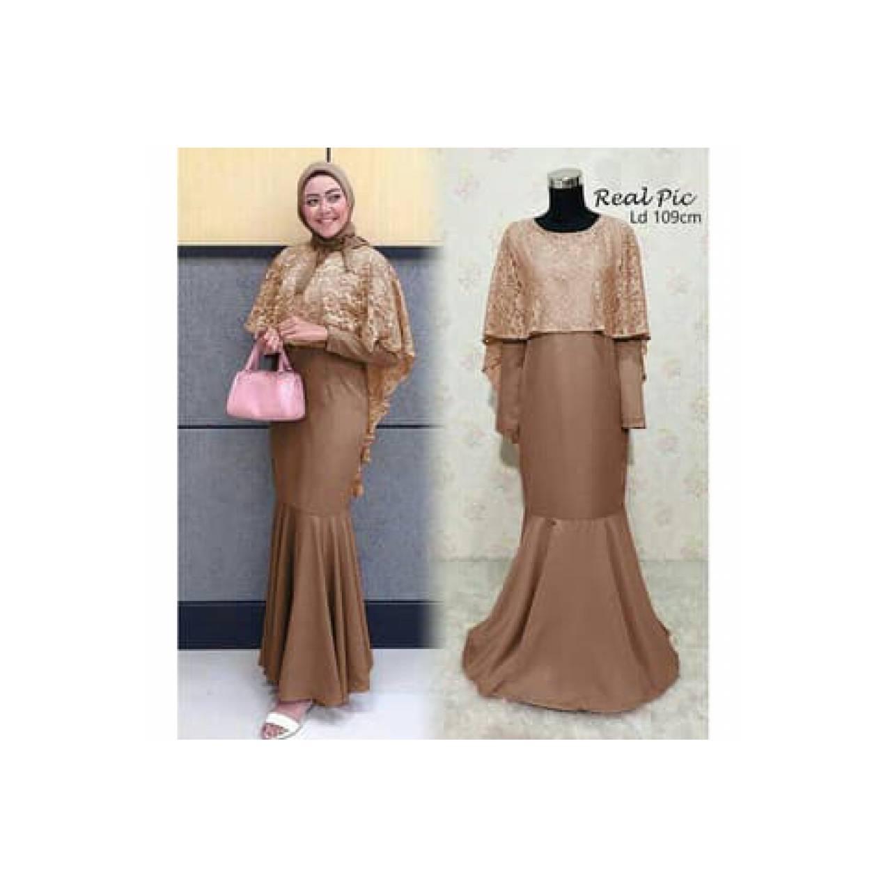 barang laris manis DW165 BAJU GAMIS PESTA MUSLIM BROKAT BRUKAT ROK DUY